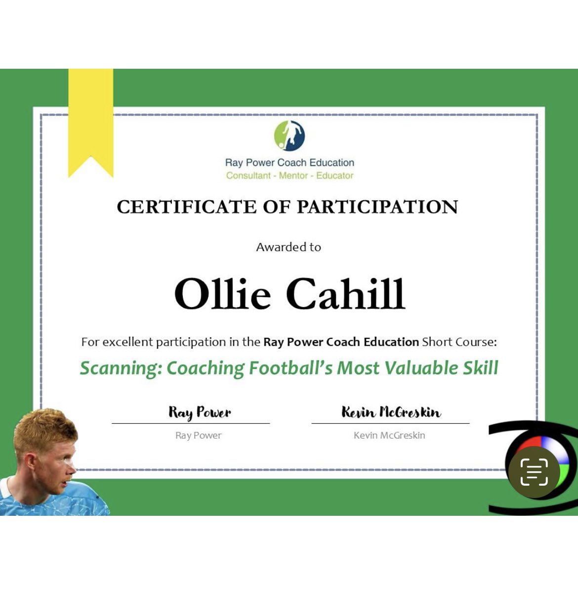 Another fantastic course from <a href="/power_ray/">Ray Power</a> along with Kevin McGreskin. Invaluable insight and break down of the elements required to help players scan more and take in required info. Now to implement on the training pitch. 💪⚽️