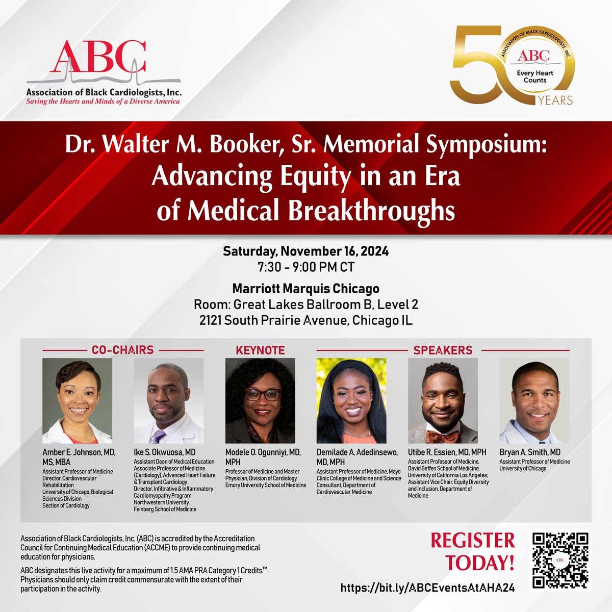 Join us at the Dr. Walter M. Booker, Sr. Memorial Symposium on Nov 16 at #AHA24! Learn from experts on equity, hypertension control, workforce diversity, and more. 📅 7:30-9 PM CT | Marriott Marquis, Chicago | Room: Great Lakes Ballroom B 
Register Today: bit.ly/ABCEventsAtAHA…