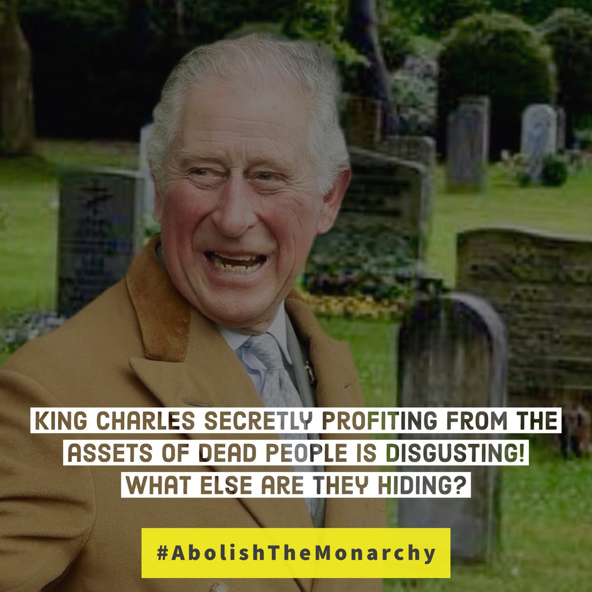 DonTrustThem1's tweet photo. @NoKingCharlie What about the graves? Charles &amp; William are profiting from dead people as well. #AbolishTheMonarchy #NotMyKing #CorruptMonarchy #DownWithTheCrown https://t.co/WcTPYH0XY0