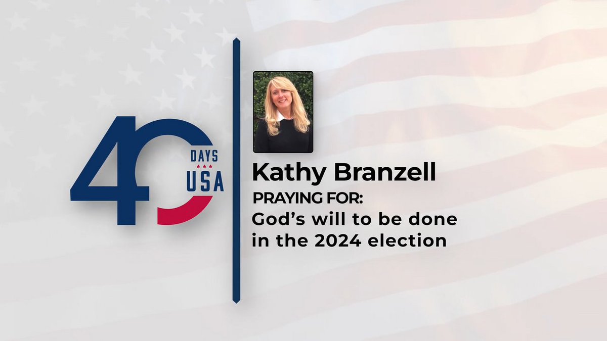 40_Days_USA's tweet image. Welcome to Day 40 of the 40 Days USA call to prayer! Today’s prayer topic, led by Kathy Branzell, is for God's will to be done in the 2024 election. To access today’s video and other related resources, visit 40daysusa.com/day-of-prayer/… 

#40DaysUSA #40DaysOfPrayer #2024Election #USA