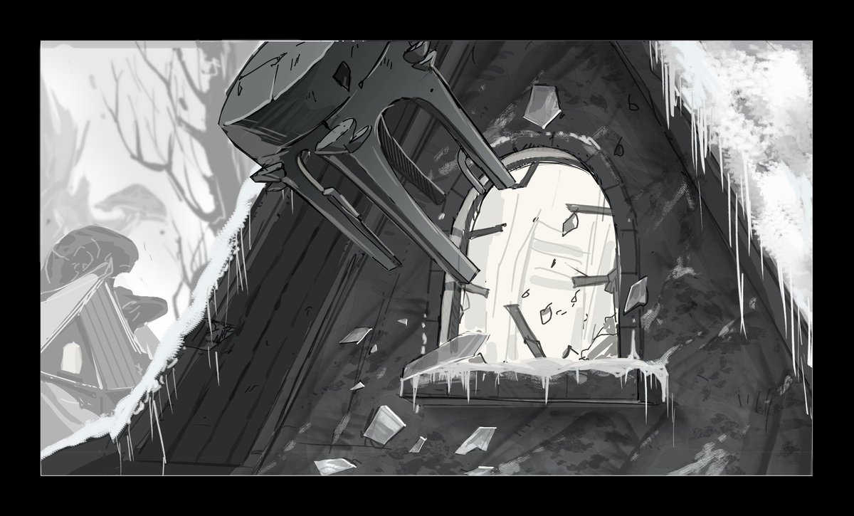 What do you think happened here? Let us know in the comments below!

Here is some concept art from our upcoming Anime, where the team worked on mood and lighting for the episode.