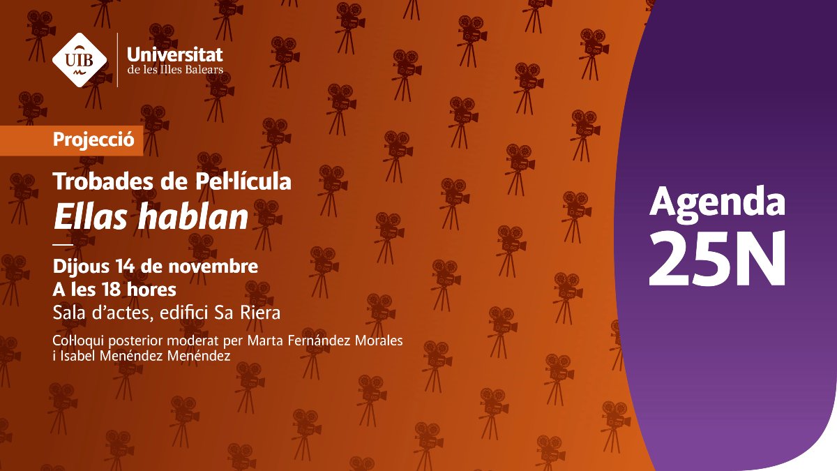 FUEIB (@fueib) on Twitter photo Et convidam a una nova sessió del Cinefòrum amb la projecció del film Ellas hablan a la sala d'actes de Sa Riera. Aquesta pel·lícula ens endinsa en la lluita col·lectiva de les dones contra l’abús i el poder patriarcal.
👥 bit.ly/4fcRpV0
<a href="/UIBuniversitat/">Universitat de les Illes Balears - UIB</a> Et convidam a una nova sessió del Cinefòrum amb la projecció del film Ellas hablan a la sala d'actes de Sa Riera. Aquesta pel·lícula ens endinsa en la lluita col·lectiva de les dones contra l’abús i el poder patriarcal.
👥 bit.ly/4fcRpV0
<a href="/UIBuniversitat/">Universitat de les Illes Balears - UIB</a>