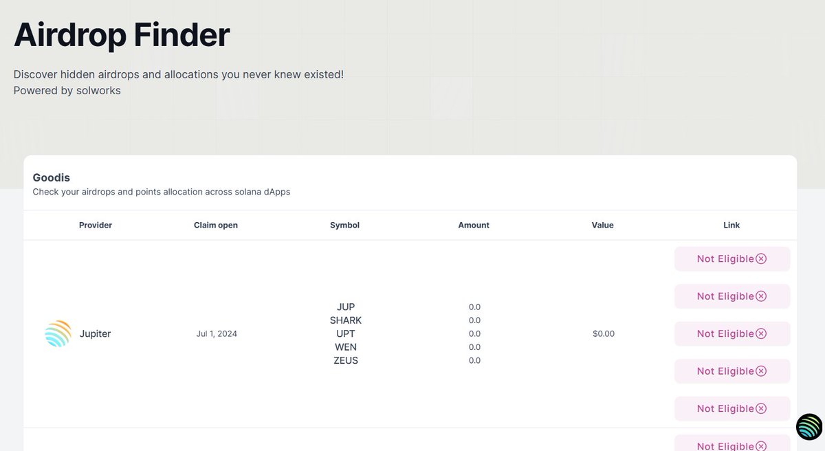 Checkez vos airdrops à claim sur Solana

(peut-être quelques $ à récupérer)

Ici : solanahub.app/airdrop-finder

▫ Connectez votre wallet
▫ Vérifiez vos airdrops éligibles

J'ai pu sauver 9$ de mon côté (je suis un homme comblé)