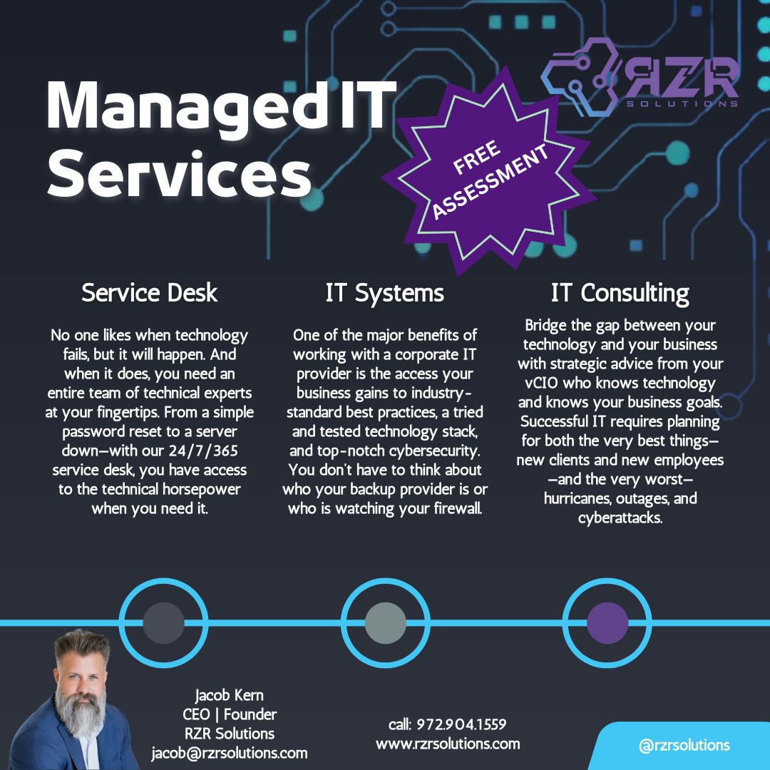 RZRSolutions's tweet photo. Need reliable IT support? RZR Solutions offers 24/7 managed services, from password resets to full enterprise systems. Book your FREE assessment today! 💻🚀
📞 972-904-1559 🔗 [Initial Call Consultation With RZR Solutions #ManagedIT #ITSupport https://t.co/BP6HBdd8m9