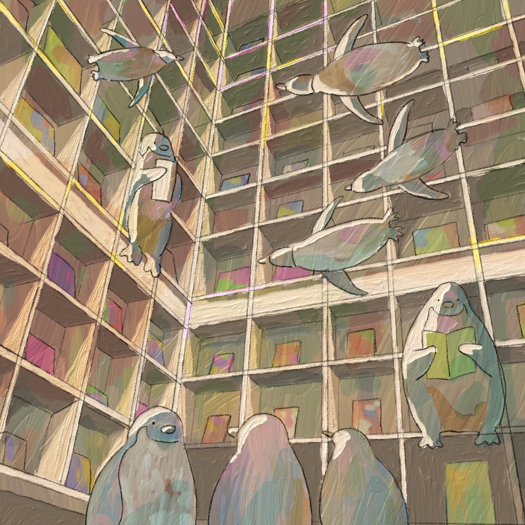 ペンギンが集まる図書館。