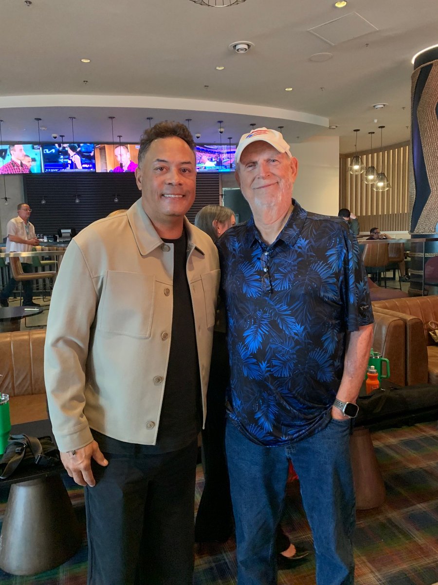 Our VP Jack Stengel (at right) with Baseball Hall of Famer Roberto Alomar at a news conference in Puerto Rico introducing the San Juan Colonels team to the PR Winter League. Many MLB stars &amp; coaches showed up to support the new team. Thanks for representing us, Jack!
