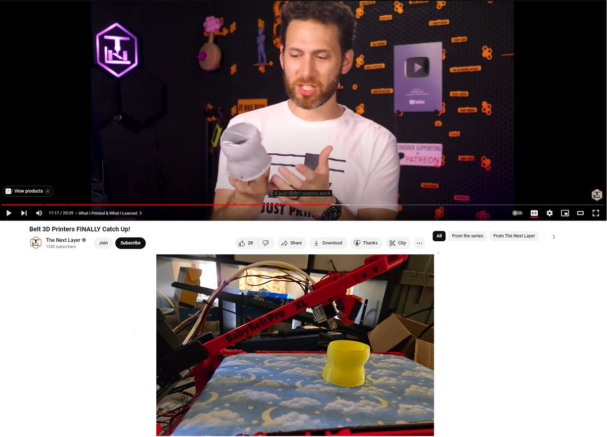 I played catchup on some youtube vids last night.  There was a pre-release (review?) of a new belt printer and he could not get it to print some models.  I grabbed the same model and threw it on the Alpha for the BabyBelt Pro XL I am testing, then went to bed.  This am...