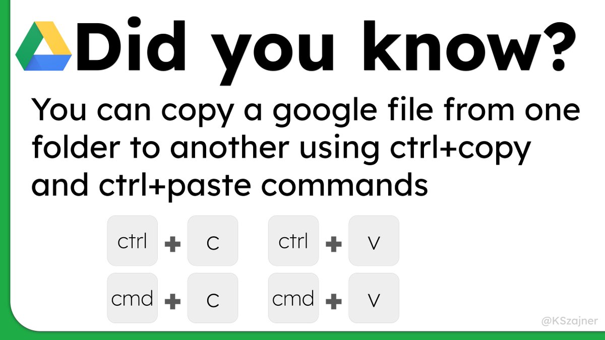 💡Did you know?

You can copy a google file from one folder to another using ctrl+copy and ctrl+paste commands!!

#Google #Drive #Googlehack #Teacher #GoogleDrive #Education #EdChat #EdTech