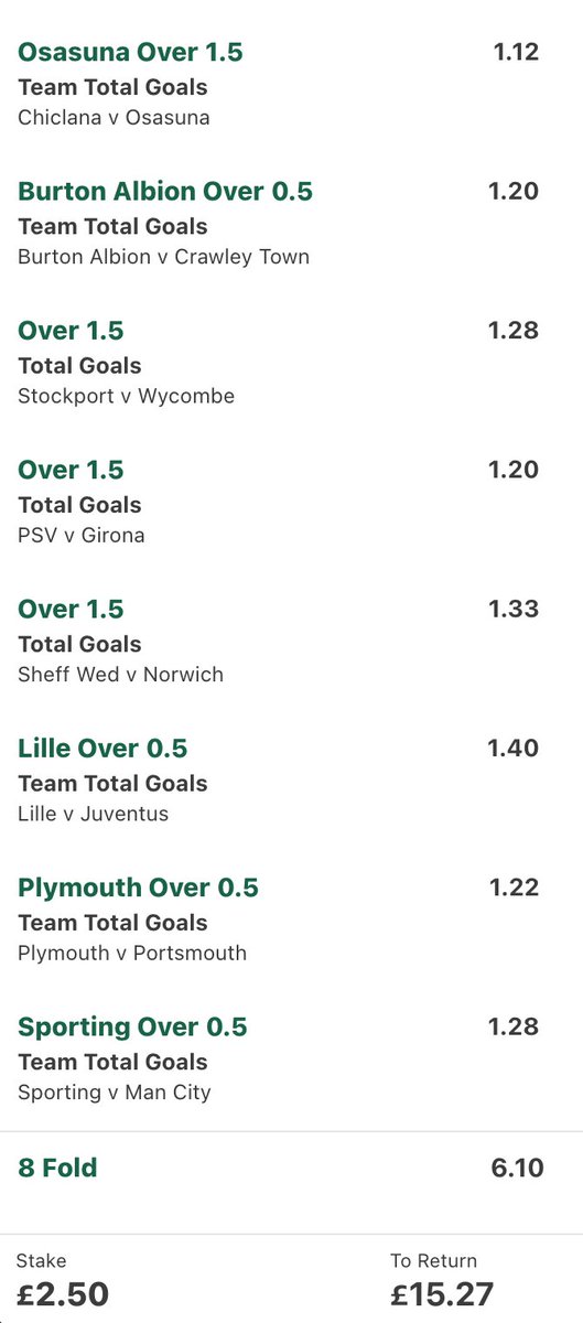 tortoise_tips's tweet photo. ❄️ Snowball...

8 legs to get started. £2.50 -> £15.27

Interesting day. Much meatier odds available on some really solid stuff. In a bid to work out a favoured approach to try and snare 38 legs in a row, thought I'd try this. Let's see how these go, and where we go from here. https://t.co/8oPAoRi37B