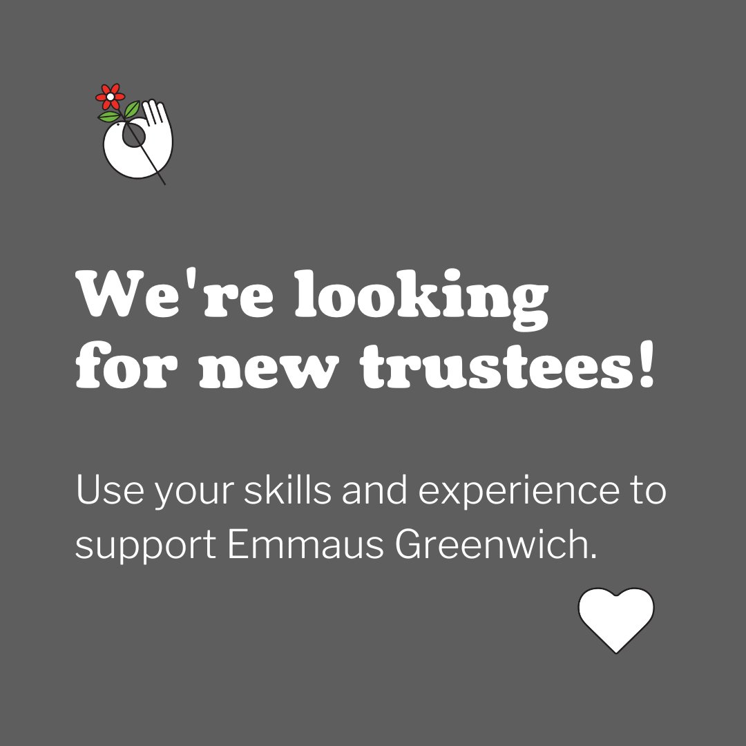 Emmaus Greenwich (@emmausgreenwich) on Twitter photo 🌟 It’s #TrusteesWeek, and we’re looking for new trustees to join our team!
Help drive the charity forward and support our mission to empower people who have experienced homelessness in London.
Interested in making a difference? Email info@emmausgreenwich.org
#Homelessness 🌟 It’s #TrusteesWeek, and we’re looking for new trustees to join our team!
Help drive the charity forward and support our mission to empower people who have experienced homelessness in London.
Interested in making a difference? Email info@emmausgreenwich.org
#Homelessness