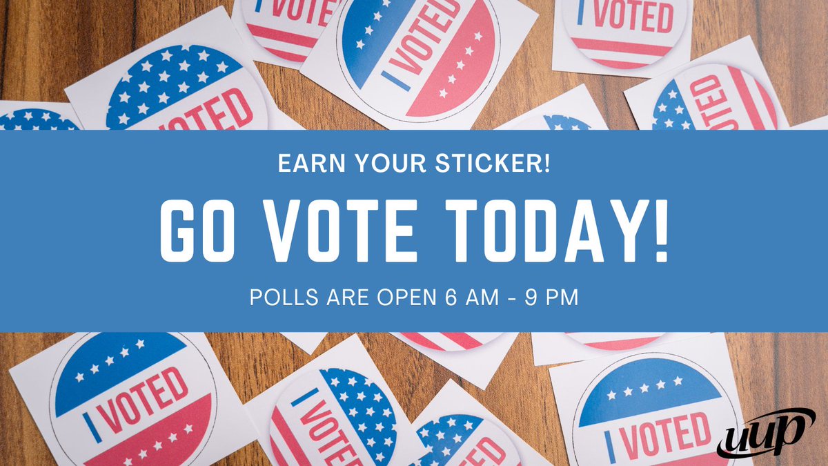 uupinfo's tweet photo. If you have not voted already, make a plan to vote TODAY! Find your polling location at https://t.co/SHsguw1GHl. 

Polls are open until 9 pm across the state. https://t.co/TNcTnlpnrh