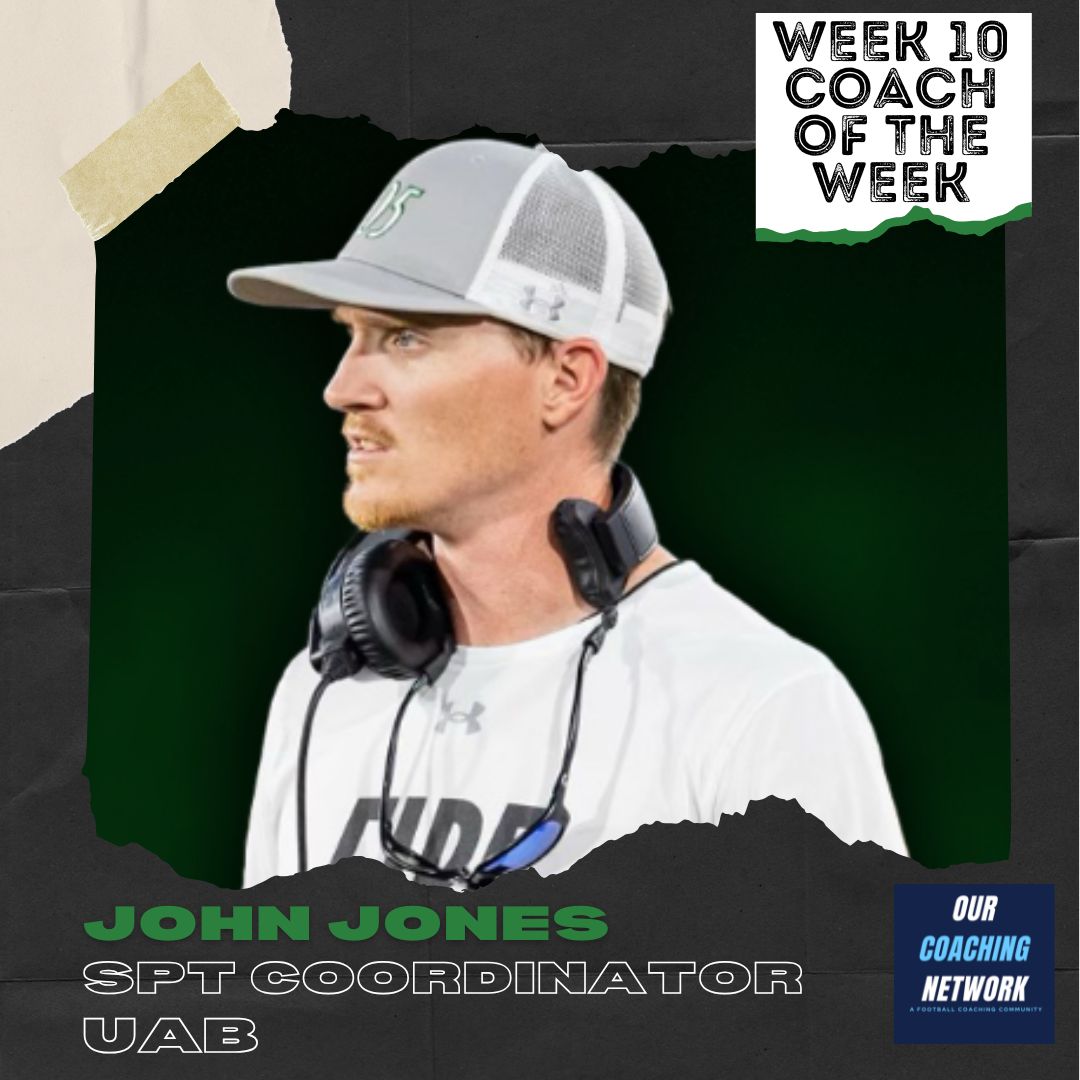 Our Coaching Network | A Football Coach Community (@ourcoachingnet) on Twitter photo 🏈SPT Coordinator of the Week🏈
Following <a href="/UAB_FB/">UAB Football</a>'s 59-21 win against Tulsa <a href="/Coach_Jones_1/">John Jones</a> is our G5 STC of the Week presented by <a href="/ourcitycoffee/">Our City Coffee</a>☕️
Had a 58 Yard Punt Return TD, Avg 48 Yards/Punt with 2 inside the 20, & had a 52 Yard FG made👏
Coach of the Week🧵👇 🏈SPT Coordinator of the Week🏈
Following <a href="/UAB_FB/">UAB Football</a>'s 59-21 win against Tulsa <a href="/Coach_Jones_1/">John Jones</a> is our G5 STC of the Week presented by <a href="/ourcitycoffee/">Our City Coffee</a>☕️
Had a 58 Yard Punt Return TD, Avg 48 Yards/Punt with 2 inside the 20, & had a 52 Yard FG made👏
Coach of the Week🧵👇