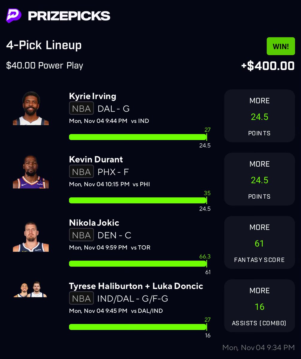 lifewithdt's tweet photo. LOVE SEEING GREEN ☺️ 
#NBA #PrizePicks #Gamblingx https://t.co/eT69dgrwsm