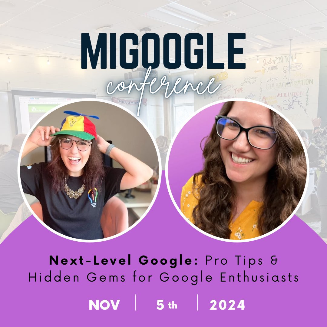 Come see <a href="/TechiePri/">Priscila is on BlueSky & Instagram</a> and me in room 237 at 10:10 AM! We’ll be sharing our favorite Googley tips &amp; hidden gems in Google Workspace. 💜💛

#migoogle <a href="/michGoogle/">miGoogle</a>