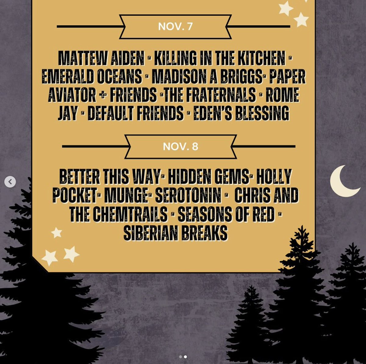 Lock in and unplug 🔌 we can’t wait to see you this Thursday and Friday for a night of music and fun in the great outdoors 🌲 featuring some amazing local bands