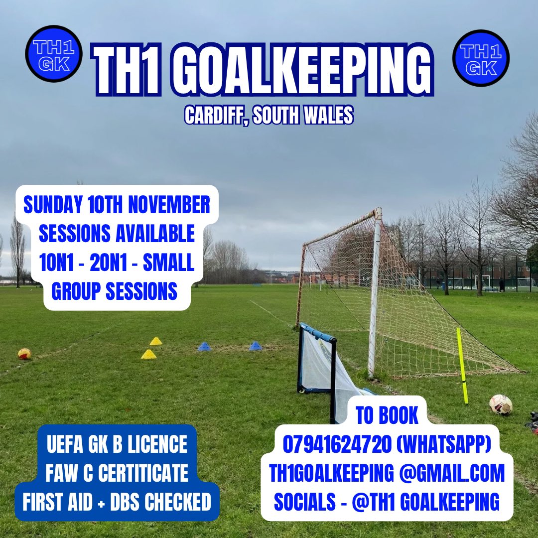 Goalkeeper Training in Cardiff🧤📍
Sunday 10th November