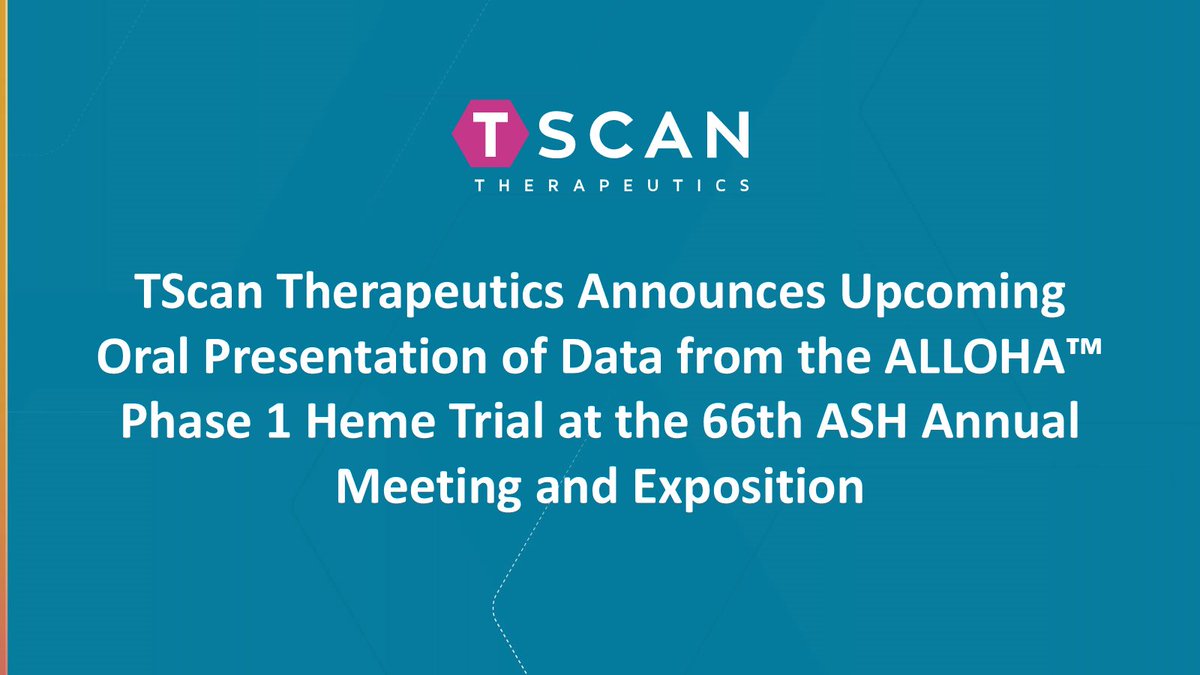 Today we announced that data from the ALLOHA™ Phase 1 trial will be featured in an oral presentation at #ASH24 on 12/9. Join our virtual KOL event on 12/10 at 8:00 a.m. ET where we'll discuss the data presented at the meeting. Learn more: bit.ly/3UH9gez