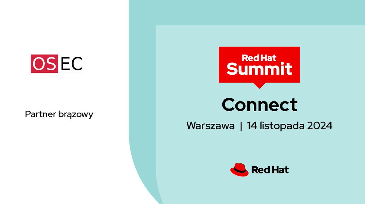 OSEC dołącza do #RedHatSummit: Connect Warsaw 2024 jako brązowy partner!
Specjalizujemy się w konteneryzacji, automatyzacji, chmurze, ale bezpieczeństwo stawiamy na pierwszym miejscu.
Zajrzyjcie na nasze stoisko. Zapraszamy
Rejestracja na Red Hat Summit –> red.ht/3Wioqs9