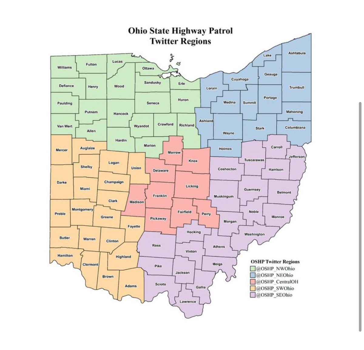 OSHP's tweet image. Looking for more localized information? Follow our OSHP regional accounts:
1. @OSHP_NWOhio
2. @OSHP_NEOhio
3. @OSHP_CentralOH
4. @OSHP_SWOhio
5. @OSHP_SEOhio