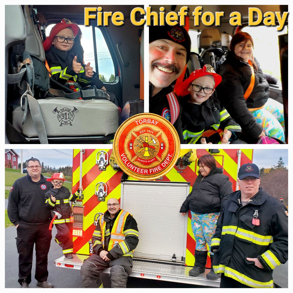 It's Fire Chief Grayson's big day as <a href="/TorbayFire/">Torbay Fire Dept 🇨🇦</a> escorts our Chief and family to school <a href="/HTE_K4/">HTEK4</a> Wishing him an awesome day! #FirePreventionWeek