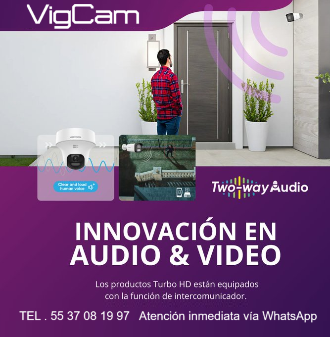 VIGCAMMEXICO's tweet photo. VigCam te ofrece Inovaciones 
El audio bidireccional de es una innovación en la tecnología, y mejora la seguridad de video de transmisión de audio unidireccional a audio y video bidireccional.  Habla y Escucha por nuestras Cámaras TEL 55 3708 1997 Atención inmediata vía WhatsApp https://t.co/h7WsXMLHsj