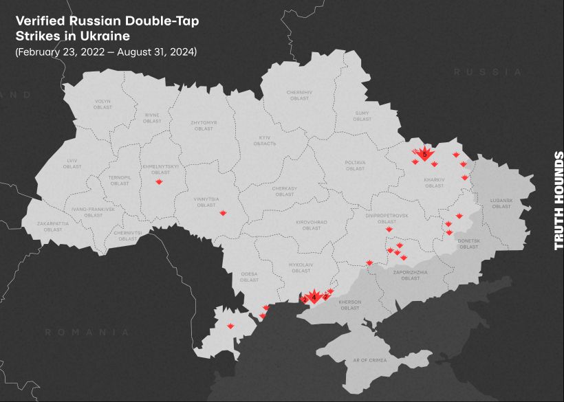 The Truth Hounds' study “Cruelty Cascade” verified 36 double-tap strikes in Ukraine since 2022, with actual cases likely exceeding 60. This tactic—an initial strike followed by a second targeting rescuers—intensified in 2024.
🔗 Read the research: truth-hounds.org/en/cases/cruel…