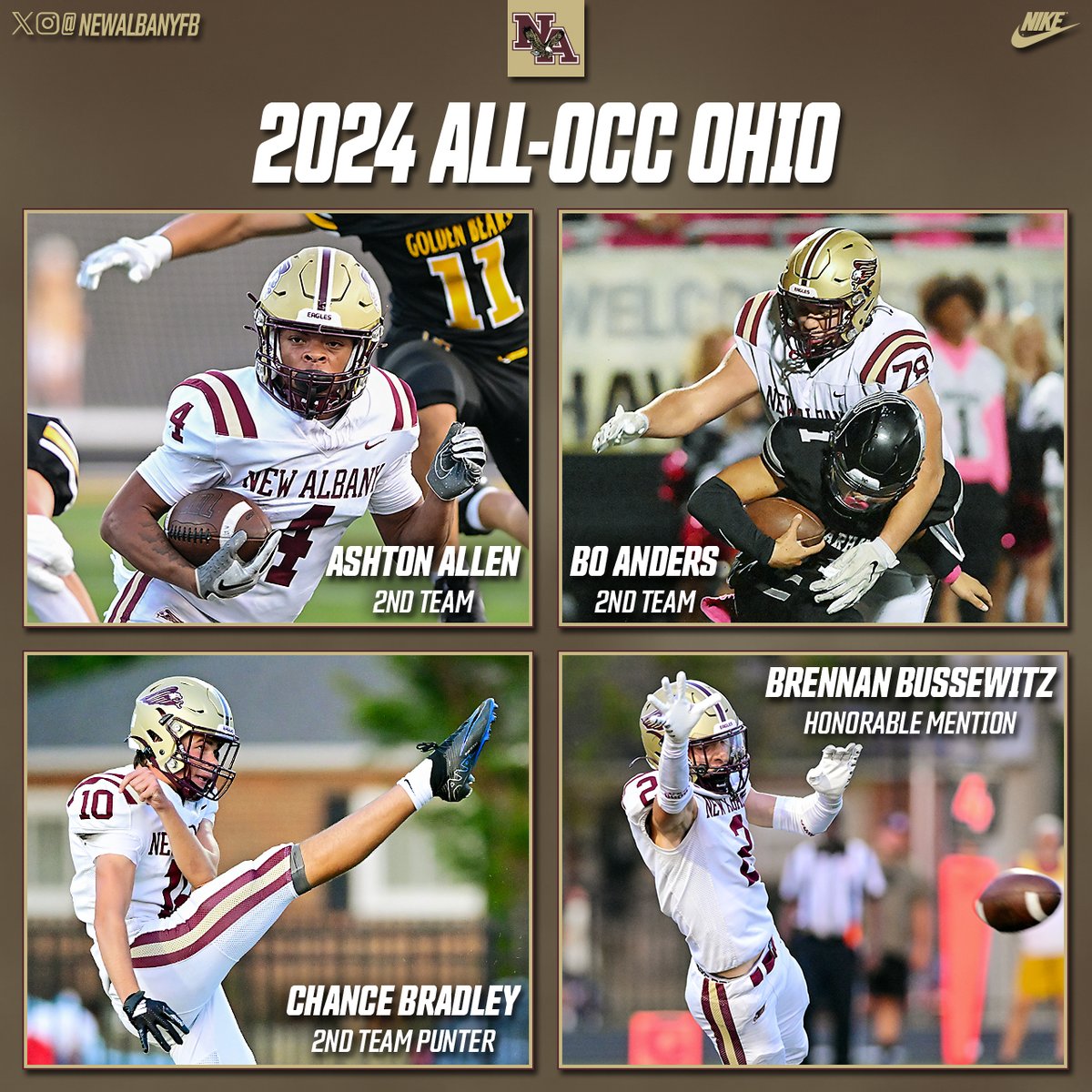 NewAlbanyFB's tweet photo. The first post-season awards are in and 13 Eagles were awarded All-OCC honors! https://t.co/lqrmmVVduH