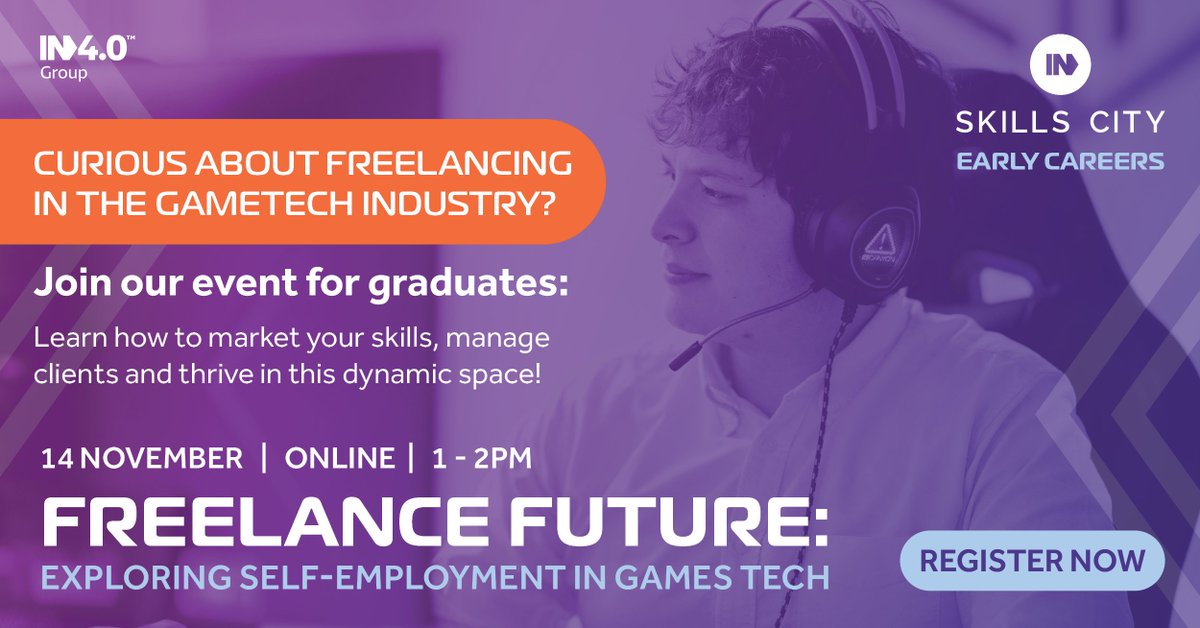IN4_Group's tweet image. 🎮 Freelance Future: Games Tech 🎮
Curious about freelancing in games tech? 🚀 Join our free online session for tips and learn about our 12-week programme starting 2 Dec 2024!
Sign up here: eventbrite.co.uk/e/freelance-fu…