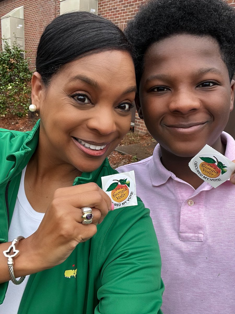 ImDefinitelyDee's tweet photo. 🗳️I vote, and take my son, because my great-grandfather, a freed slave, registered to vote in 1867 in Burke County, Georgia when black men were initially granted the privilege. My maternal grandmother died before she was granted the right. #Election2024 #Vote #Georgia https://t.co/wYiiRSZrOn