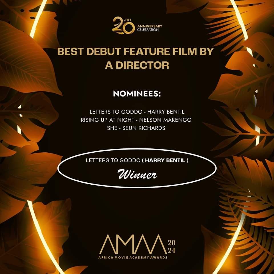 fixon2owoo's tweet photo. Congratulations @HarryDivoBentil for your win @AMAAWARDS
'BEST DEBUT FEATURE FILM BY A DIRECTOR' 🔥
You worked extremely hard on this film and you deserve this and more.
To all the cast & crew, WE WON.
#LettersToGoddo
#20thAMAAwards
#AMAATurns20 https://t.co/X6iCAvyTbR