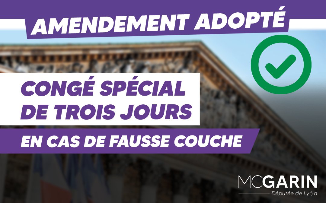 La question des fausses couches reste taboue en France.

L'amendement pour un congé spécial de 3 jours a été adopté en commission !

Une avancée majeure pour les #DroitsDesFemmes et pour une société plus juste.
Prochain rendez-vous en séance. #DirectAN