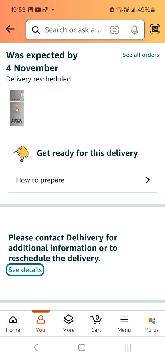 saha_banibrata's tweet photo. Bought an @LGIndia refrigerator from @amazonIN at Great Indian Festival. Facing delivery issues with @delhivery RN. It has been 3 days since the shipment reached Krishnanagar but it's delayed with a false claim of "Delay delivery on customer request" @jagograhakjago please help🙏 https://t.co/jUe9Kez6cg