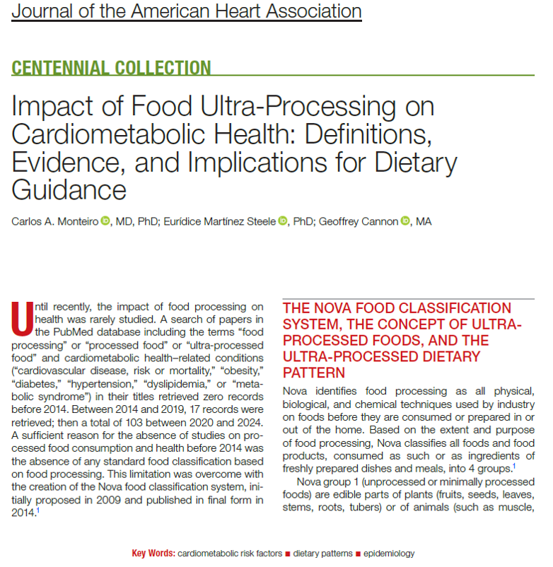 CMonteiro_USP's tweet photo. Honored to author a JAHA viewpoint on UPFs for the Centennial Collection celebrating 100 years of the American Heart Association. In it, we share our insights on dietary guidance to prevent cardiovascular disease (and to promote good health) in the USA. 
https://t.co/Fuxjf4jSq5 https://t.co/yR55ueRe0F
