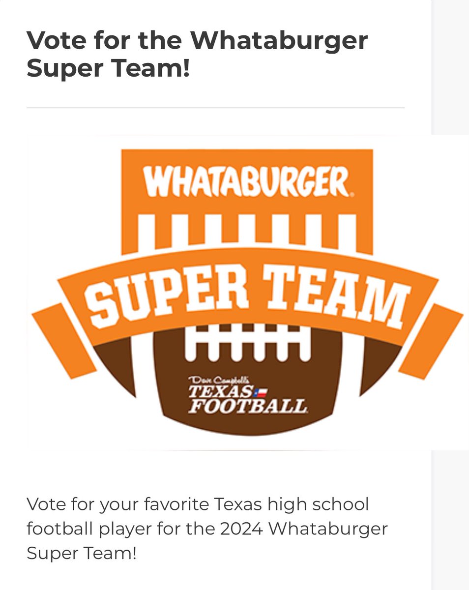 Jaquise Martin ⭐️⭐️⭐️ (@jaquise_martin) on Twitter photo Blessed to be on the ballot among the best Texas high school football players.
<a href="/dctf/">Dave Campbell's — TexasFootball.com</a> <a href="/Whataburger/">Whataburger®</a> <a href="/RudderFootball/">Rudder Football</a> <a href="/RudderHS_BISD/">Rudder High School</a> <a href="/BryanISDSports/">Bryan ISD Athletics</a> <a href="/BrazosSports/">BrazosSports</a>
texasfootball.com/whataburger-su… Blessed to be on the ballot among the best Texas high school football players.
<a href="/dctf/">Dave Campbell's — TexasFootball.com</a> <a href="/Whataburger/">Whataburger®</a> <a href="/RudderFootball/">Rudder Football</a> <a href="/RudderHS_BISD/">Rudder High School</a> <a href="/BryanISDSports/">Bryan ISD Athletics</a> <a href="/BrazosSports/">BrazosSports</a>
texasfootball.com/whataburger-su…