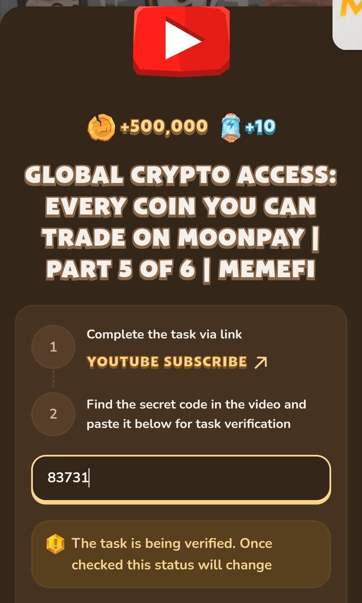 Joskimsey1's tweet image. MemeFi codes
✅ Global Crypto Access: Every Coin You Can Trade on MoonPay | Part 5 of 6 | MemeFi
Code 👉 83731
✅ How to Make Money by Playing Games
Code 👉 10458
#MemeFi #memeficombo #memeficode #Memefiyoutubecode