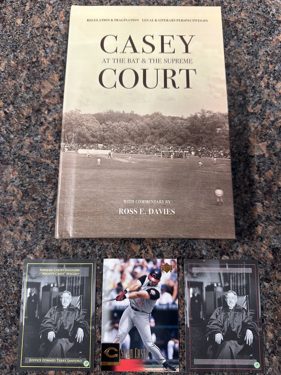 adam_hanson1's tweet image. Hot off the presses: the latest publication from The Green Bag explores Casey at the Bat and its connections to the U.S. Supreme Court.
Two Justice Sanford cards are included; I added my own (mighty) Casey card for a bookmark. @GB2d #SCOTUS