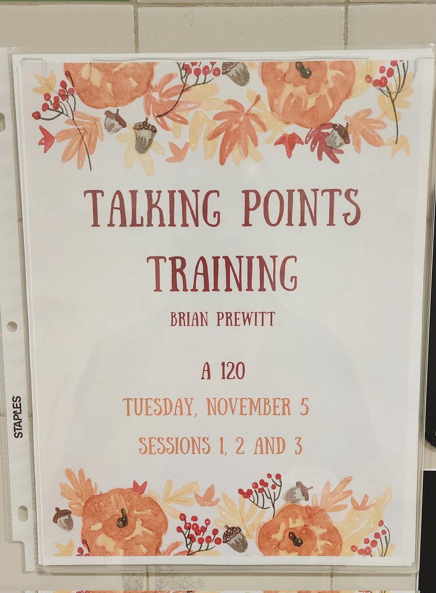briancse's tweet photo. If you're at BHS today, come on by A120 for the TalkingPoints training. https://t.co/e6BAzW32Gp