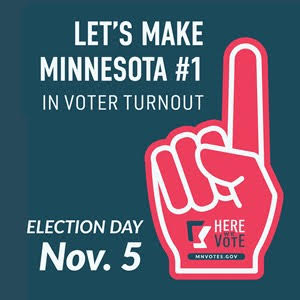 📷Today is Election Day!

Find your polling location at mnvotes.gov/pollfinder

Polling is open until 8:00pm tonight. 
Still have your ballot at home? Drop it at your local election office before 8pm today.

Not registered yet? 
sos.state.mn.us/elections-voti…

#iamn2024 #mnvotes