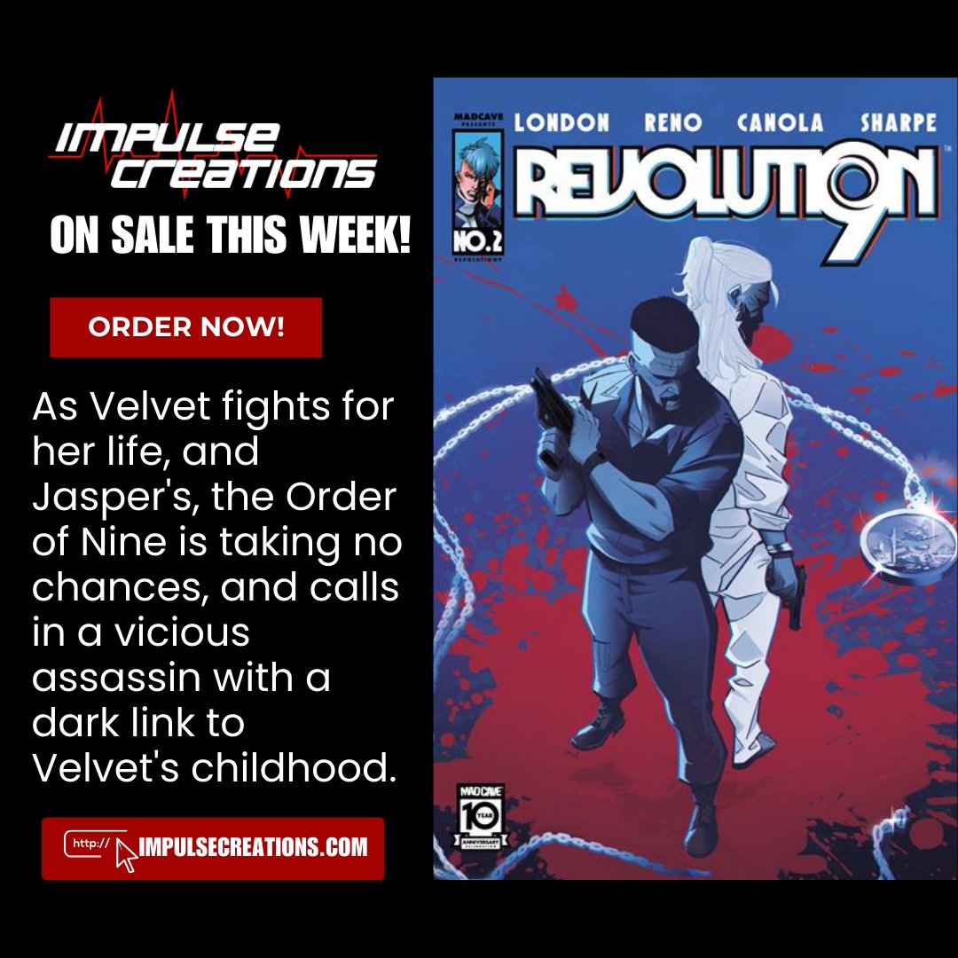 With the assassin Volta literally at her doorstep, Velvet has no choice but to kick her plan into high gear.

On sale this week!

impulsecreations.com/products/revol…

<a href="/MarkLondonMCS/">Mark London</a> <a href="/CarlosReno/">Carlos Reno</a> <a href="/MadCaveStudios/">Mad Cave Studios</a>