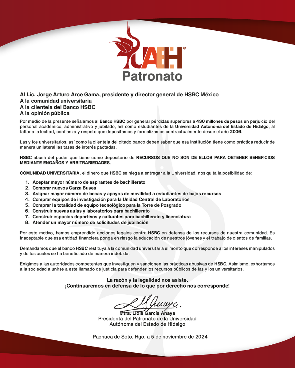 𝐂𝐨𝐦𝐮𝐧𝐢𝐝𝐚𝐝 𝐔𝐀𝐄𝐇 𝐬𝐞𝐧̃𝐚𝐥𝐚 𝐚𝐥 𝐁𝐚𝐧𝐜𝐨 𝐇𝐒𝐁𝐂 𝐩𝐨𝐫 𝐠𝐞𝐧𝐞𝐫𝐚𝐫 𝐩𝐞́𝐫𝐝𝐢𝐝𝐚𝐬 𝐬𝐮𝐩𝐞𝐫𝐢𝐨𝐫𝐞𝐬 𝐚 𝟒𝟑𝟎 𝐦𝐢𝐥𝐥𝐨𝐧𝐞𝐬 𝐝𝐞 𝐩𝐞𝐬𝐨𝐬
uaeh.edu.mx/noticias/9018/
<a href="/HSBC/">HSBC</a>