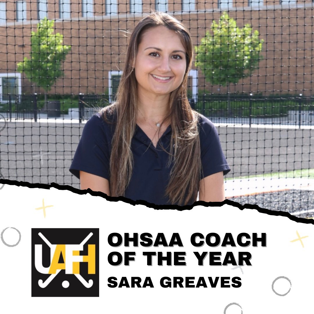 UA Field Hockey (@uafield) on Twitter photo Head Coach Sara Greaves, who has led our program to unprecedented success over the past four seasons, has been named OHSAA Field Hockey Coach of the Year for 2024! Congratulations, Coach Sara! <a href="/UAHSAthletics/">uahsathletics</a> <a href="/NFHCA/">NFHCA</a> <a href="/dp_dispatch/">Dave Purpura</a> <a href="/270315Sports/">270-315 Sports</a> <a href="/CBUSsportsLocal/">CBUSsports</a> <a href="/COhioHSsports/">Central Ohio HS Sports</a> Head Coach Sara Greaves, who has led our program to unprecedented success over the past four seasons, has been named OHSAA Field Hockey Coach of the Year for 2024! Congratulations, Coach Sara! <a href="/UAHSAthletics/">uahsathletics</a> <a href="/NFHCA/">NFHCA</a> <a href="/dp_dispatch/">Dave Purpura</a> <a href="/270315Sports/">270-315 Sports</a> <a href="/CBUSsportsLocal/">CBUSsports</a> <a href="/COhioHSsports/">Central Ohio HS Sports</a>