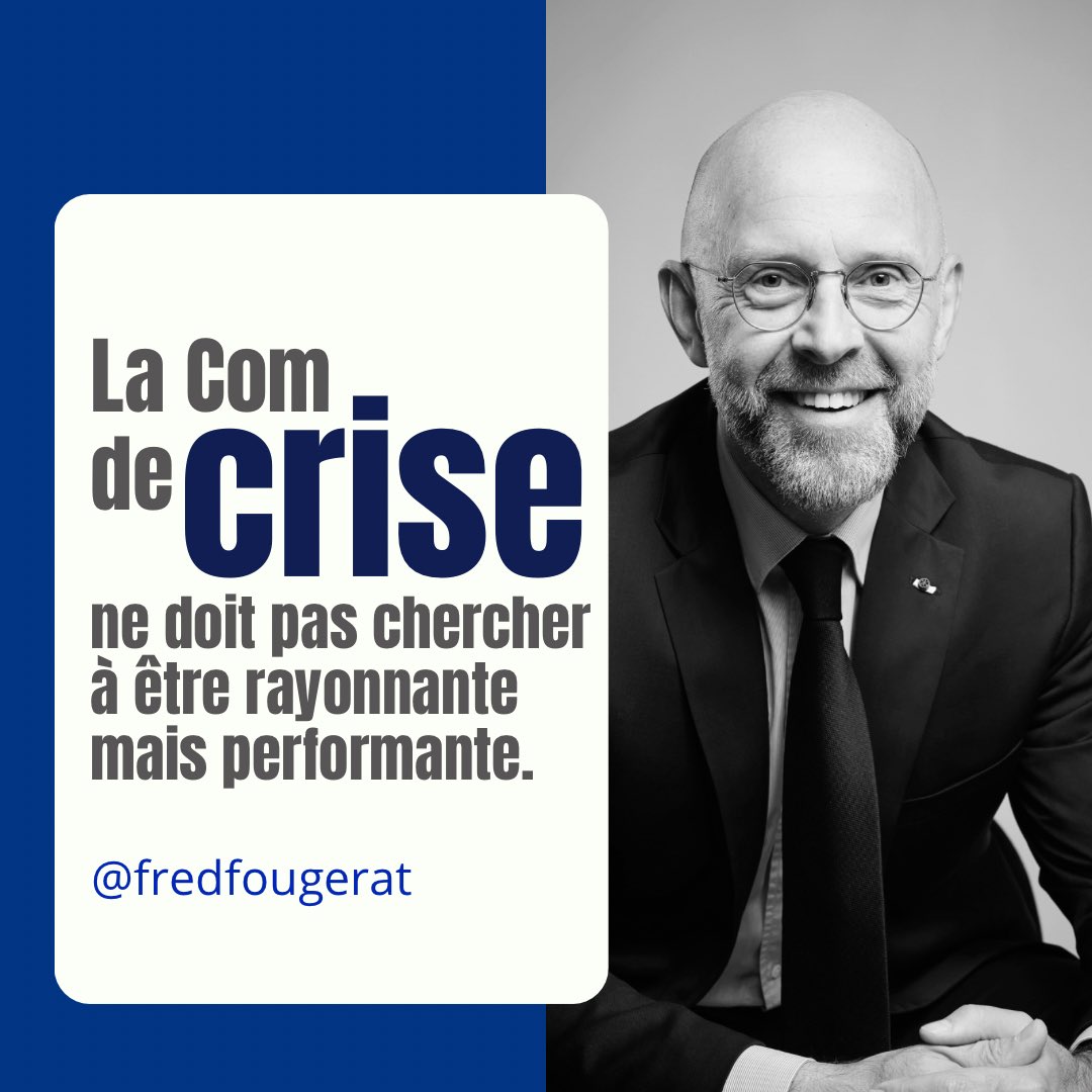 L’objectif de la #ComDeCrise n’est pas de briller. Ce qui doit être brillant, c’est l’intelligence d’une stratégie de #communication efficace et puissante.
Pour ce faire, il faut disposer (notamment) d’un vrai sens politique, être empathique, créatif et stratège des #RP.
