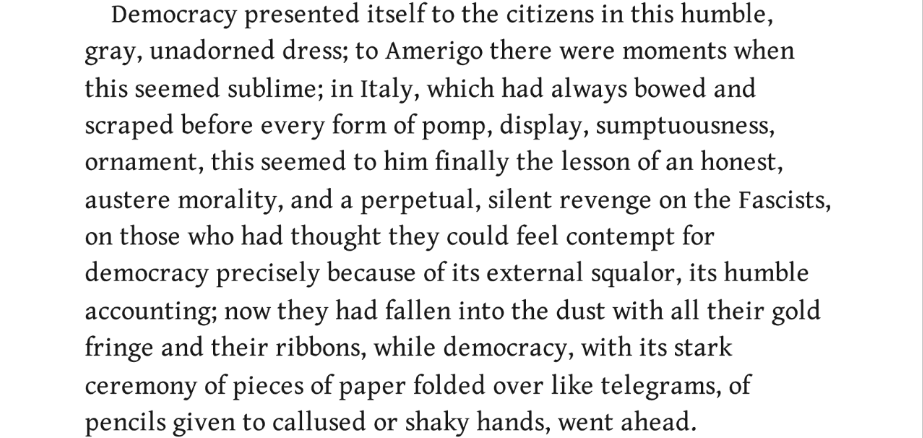 buffsoldier_96's tweet image. Italo Calvino in his short story The Watcher, based on his experience as a poll watcher in post-war Italy, has a cute passage where he contrasts the "humble, gray unadorned dress" of democracy to the florid display and sickly pageantry of fascism.