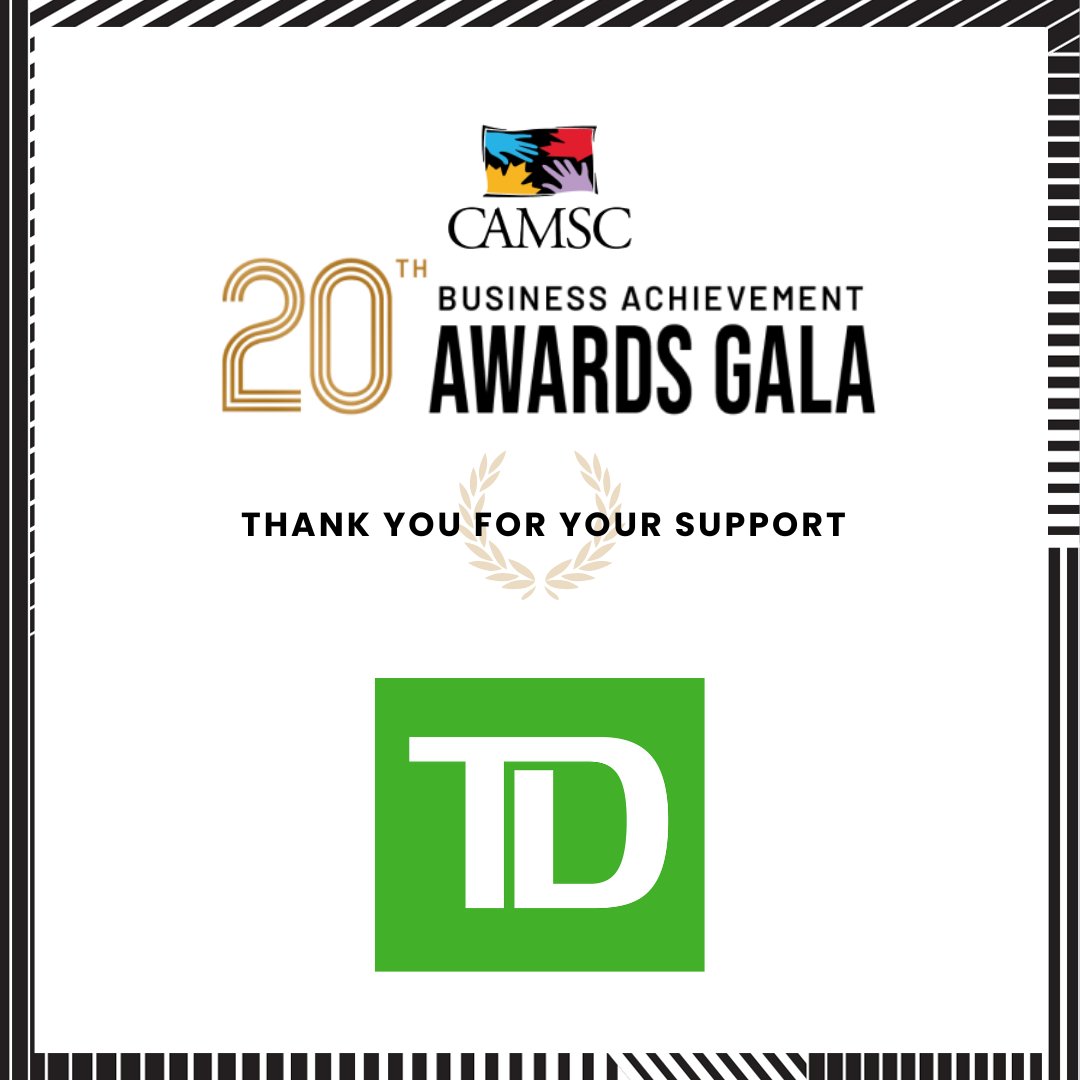 Since hosting our #CAMSCAwardsGala2024 back in September.

We want to extend our warm feelings to our sponsor, TD, A long-standing supporter of #CAMSC and a corporation that actively works to bring #SupplierDiversity to their procurement processes.