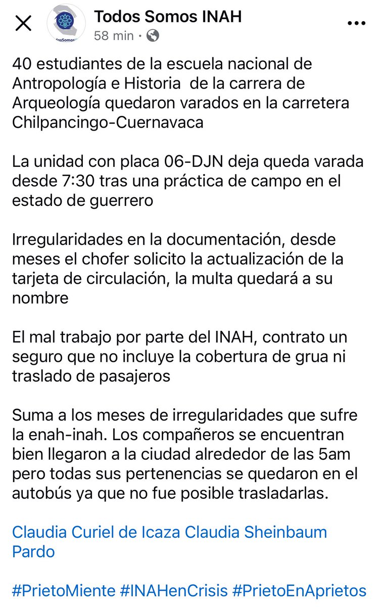 _Talavera's tweet photo. El Instituto Nacional de Antropología e Historia (INAH) y Diego Prieto tienen mucho que explicar sobre lo ocurrido en esta fallida práctica de campo que reportan las cuentas @AG_ENAH y @YapagameINAH