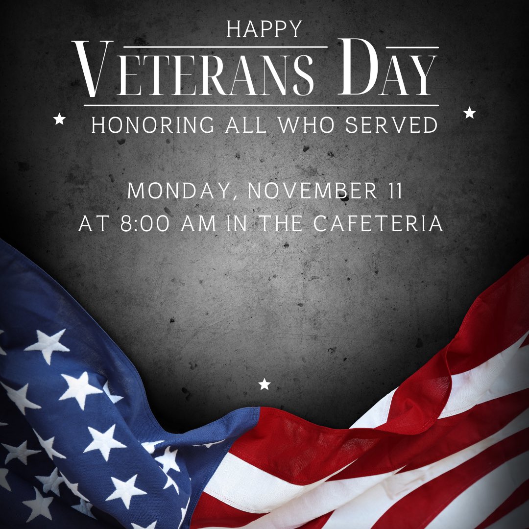 OTE will be honoring Veterans the morning of Nov. 11th. We are inviting Veterans to enjoy a light breakfast in the cafeteria from 8:10am-8:30am. At 8:30am we invite all Veterans and families able to attend to enjoy a performance by the OTE choir.