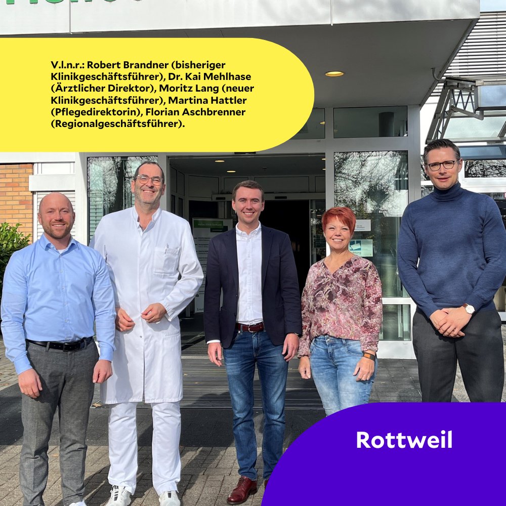 Personeller Führungswechsel: Moritz Lang wird zum 15. November Klinikgeschäftsführer in #Kassel und #Warburg. Michael Renziehausen übernimmt ab 1. Januar 2025 unsere Standorte in #Rottweil und #Überlingen. Herzlich willkommen und viel Erfolg! #TeamFresenius #CommittedToLife