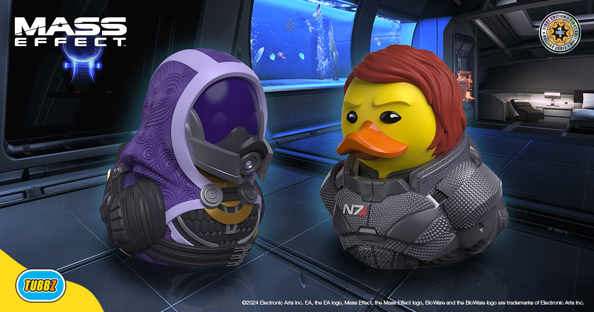 tubbz_official's tweet photo. Commander Shepard and Tali'Zorah as ducks? This might be the cutest galaxy-saving duo yet!

Ready to save the galaxy, one quack at a time, these iconic Mass Effect heroes are now available to preorder as First Edition TUBBZ

💫 https://t.co/bQrGx1Ijhy https://t.co/f9Hu1vqVi4