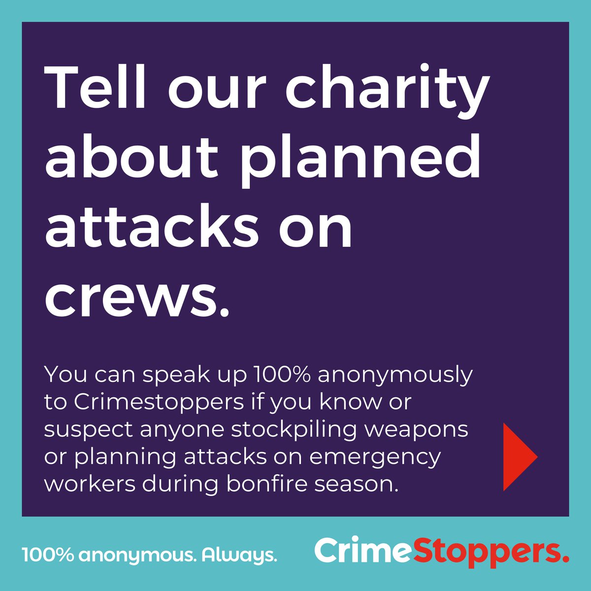 PSOSRenfInver's tweet image. Help us ensure a peaceful #BonfireNight. Report any suspicious activities targeting crews. Stay anonymous with @CrimestoppersUK on 0800 555 111 or through their secure form: ⬇️
orlo.uk/A2vO2

#StaySafe #AnonymousTips

#BonfireNightSafety #CommunityFirst