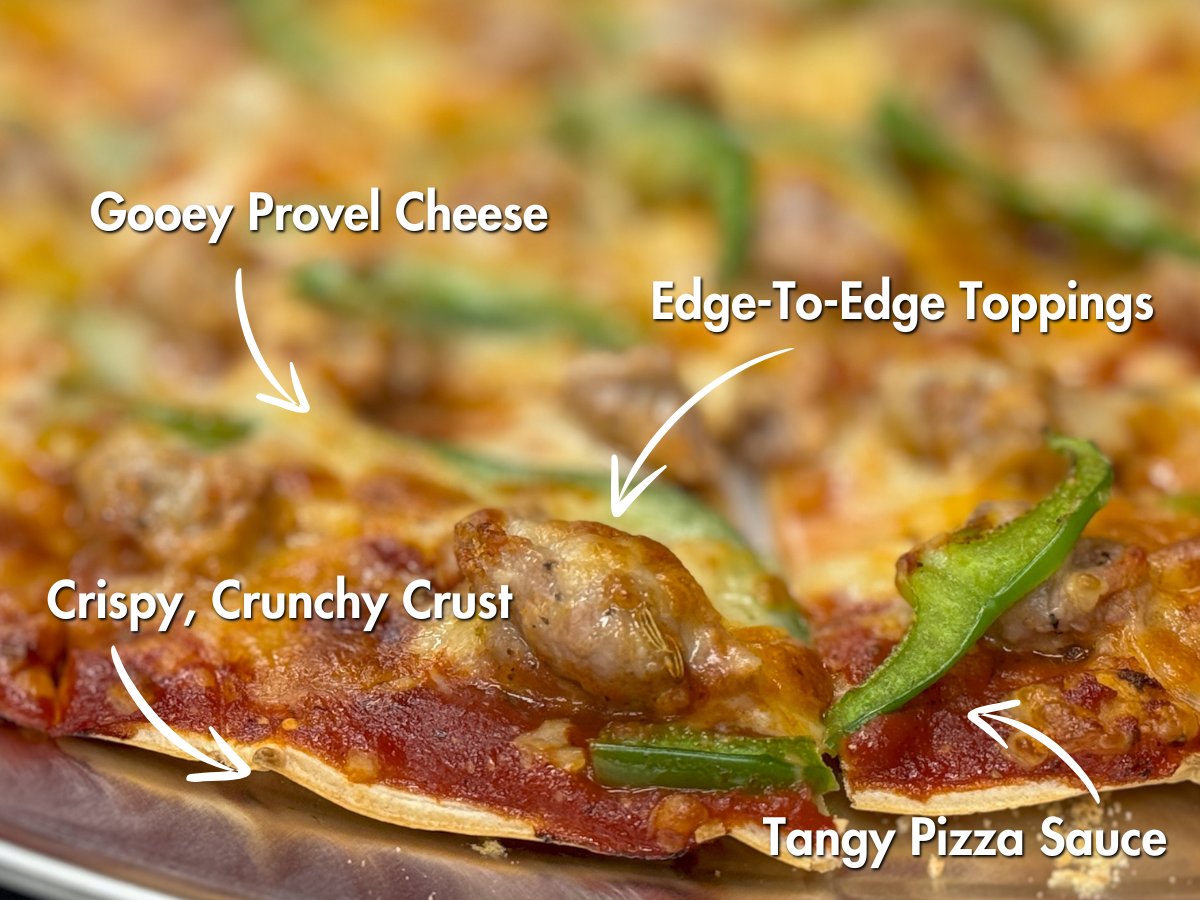 imospizza's tweet photo. We’ve gotta know—are you here for the gooey #Provel cheese, the crispy thin crust, the tangy pizza sauce, or those edge-to-edge toppings? 🍕🔥
#ImosPizza https://t.co/0LXsnu88P1